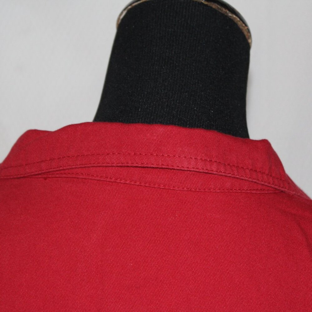 SALE! ZILCREMO Denim Shirt Dress Long Sleeve Button Down Casual RED XL NWT's - Picture 7 of 16